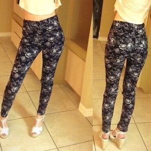 BDG Black and White Flora High Waisted Jeans